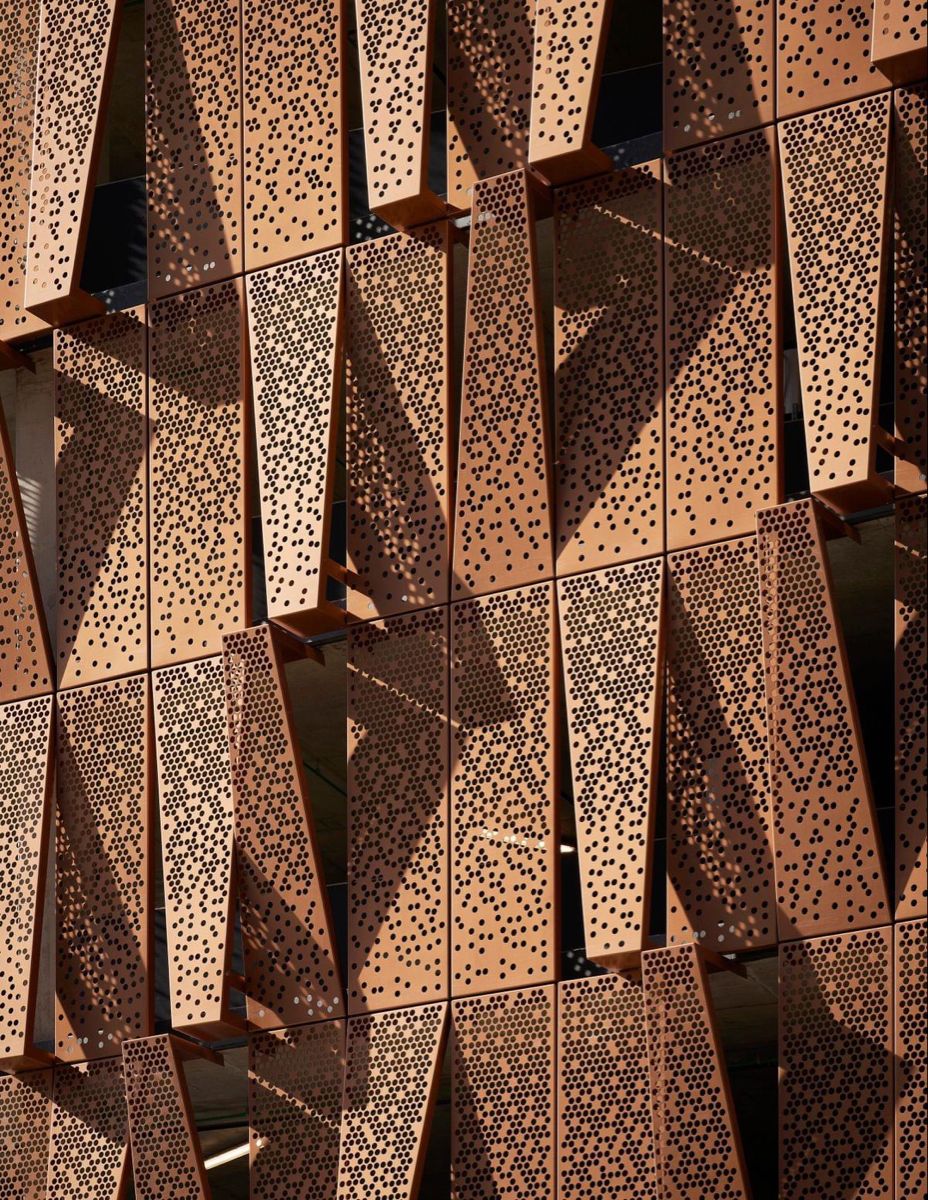 Perforated aluminum panel facade