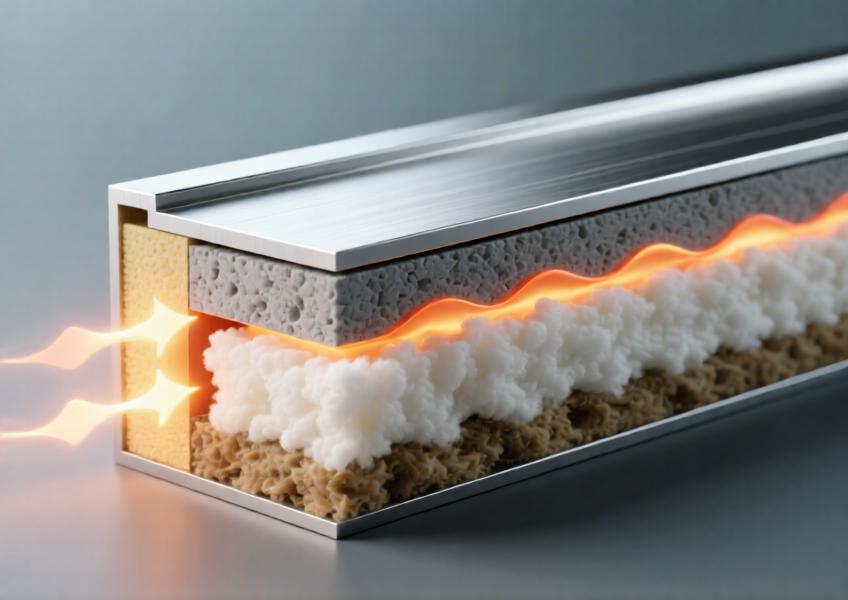 A detailed cross‑section demonstrating the energy‑efficient thermal break technology in aluminum cladding.
