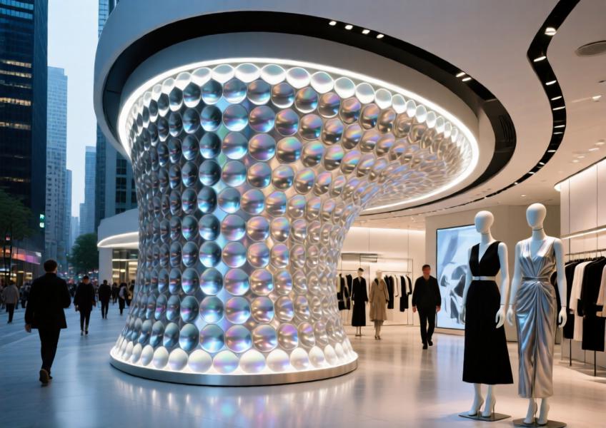 Commercial application of aluminum honeycomb panels in a high-end retail environment, highlighting design flexibility and functional benefits.