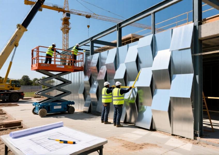Installation process of aluminium cladding at a public project