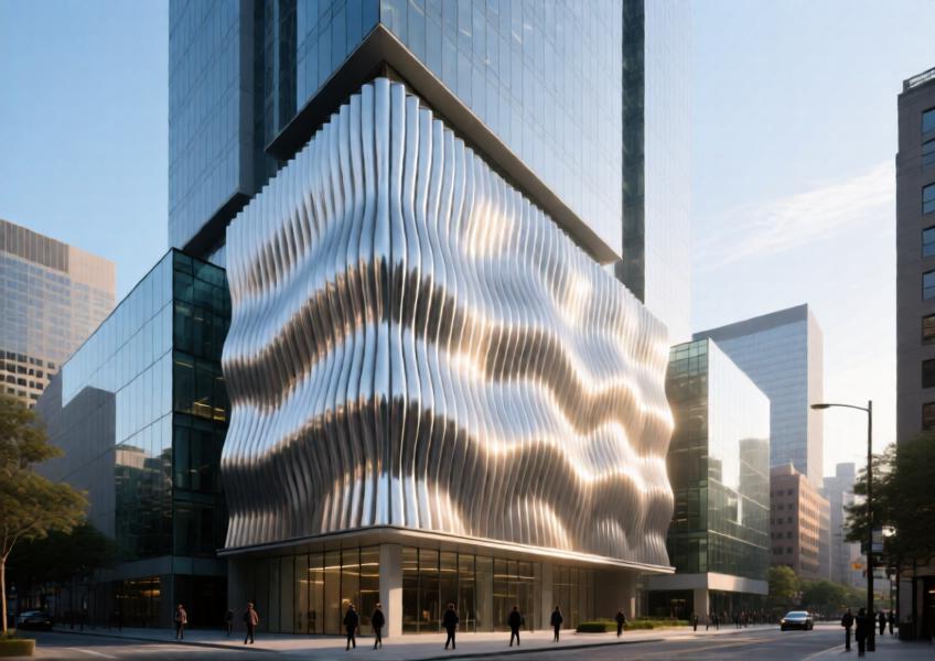 Corrugated Aluminum Cladding for Modern Curtain Wall & Commercial Interior Design