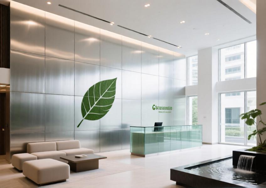 Aluminum wall cladding in a Singapore hotel lobby, emphasizing sustainability and contemporary elegance.