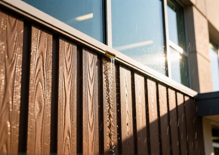 Detailed view of fiber cement cladding panels mimicking wood, showing texture, color, and performance in real-world environmental conditions.