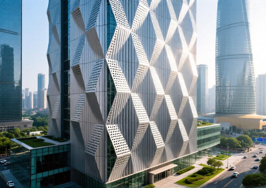 Perforated Corrugated Metal Panels for Modern Curtain Wall & Commercial Interior Design