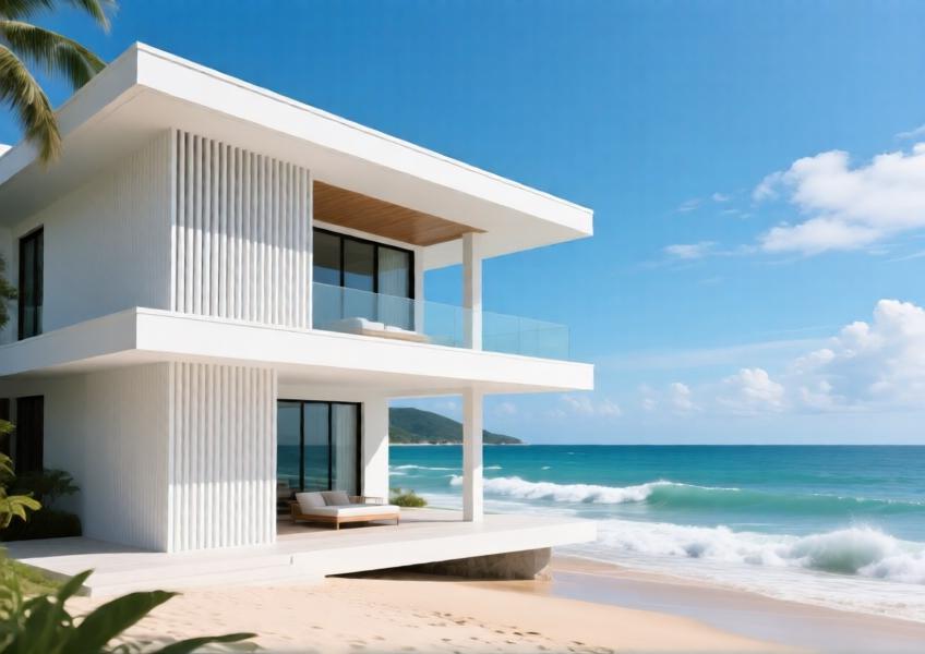 A coastal residence protected by durable, weather-resistant aluminium cladding, highlighting performance benefits in a high-humidity, saline environment.