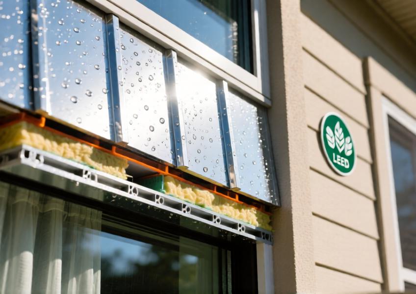 Detailed view of aluminum cladding sheet construction, highlighting material properties, durability, and alignment with green building standards in modern architectural applications.