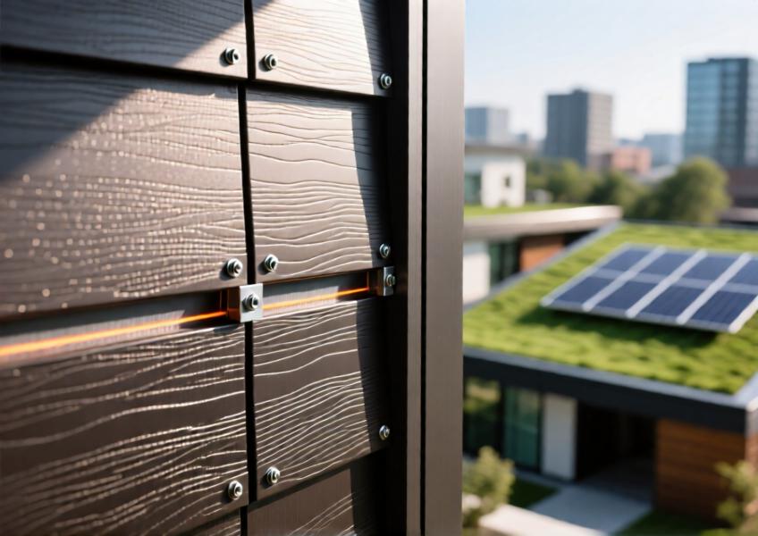 Detailed close-up of premium aluminum siding highlighting texture, construction quality, and sustainable design features.