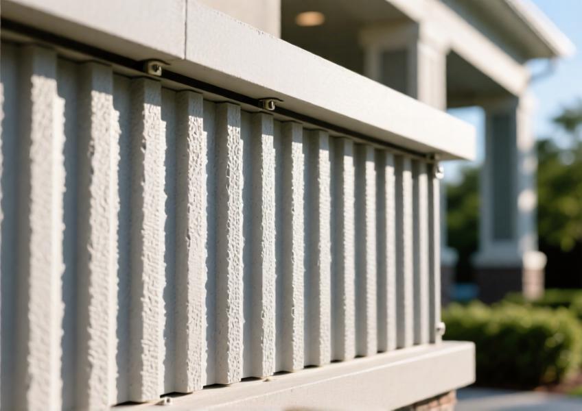 A detailed close-up of fluted wall panels demonstrating material texture, depth of fluting, and interplay of light and shadow on the surface.