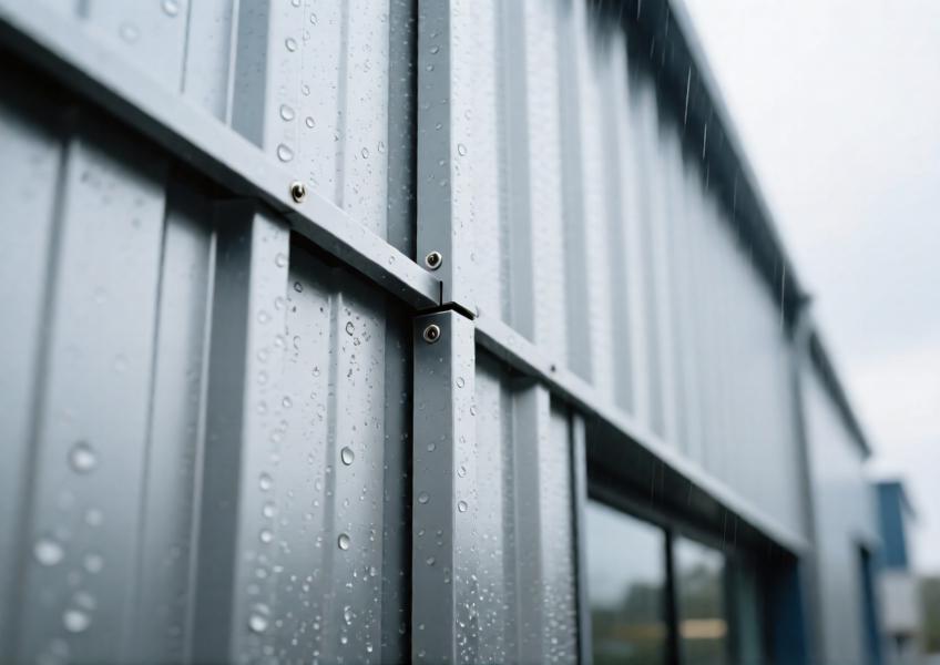 Detailed view of aluminium standing seam cladding highlighting craftsmanship, material texture, and weather resistance.