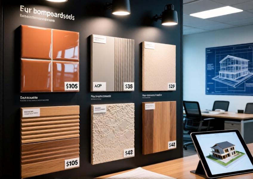 Detailed comparison of various cladding materials with pricing, used for professional selection in commercial and residential projects.