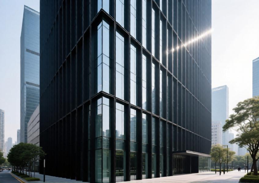 Black Aluminium in Modern Curtain Wall and High-End Interior Design
