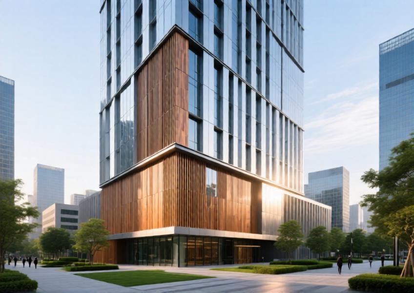Aluminium Wood Cladding for Modern Curtain Wall & High-End Interior Design