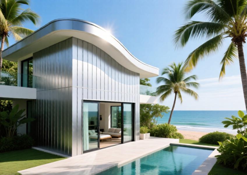 Luxury seaside residence with durable, aesthetically refined aluminum siding designed for coastal environments and modern living.