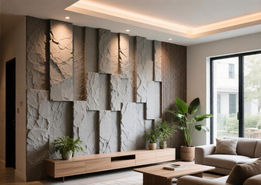 Interior close-up of a luxury home feature wall demonstrating the aesthetic and environmental benefits of cladding Australia materials indoors.