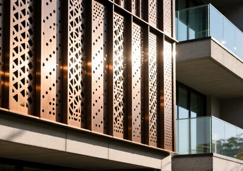 Detailed view of decorative perforated aluminum siding demonstrating its design flexibility and ability to add visual depth and artistic expression to building exteriors.