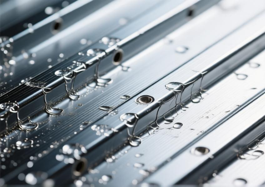 Close-up view of anodised aluminium panels, highlighting the textured surface and resistance to wear.