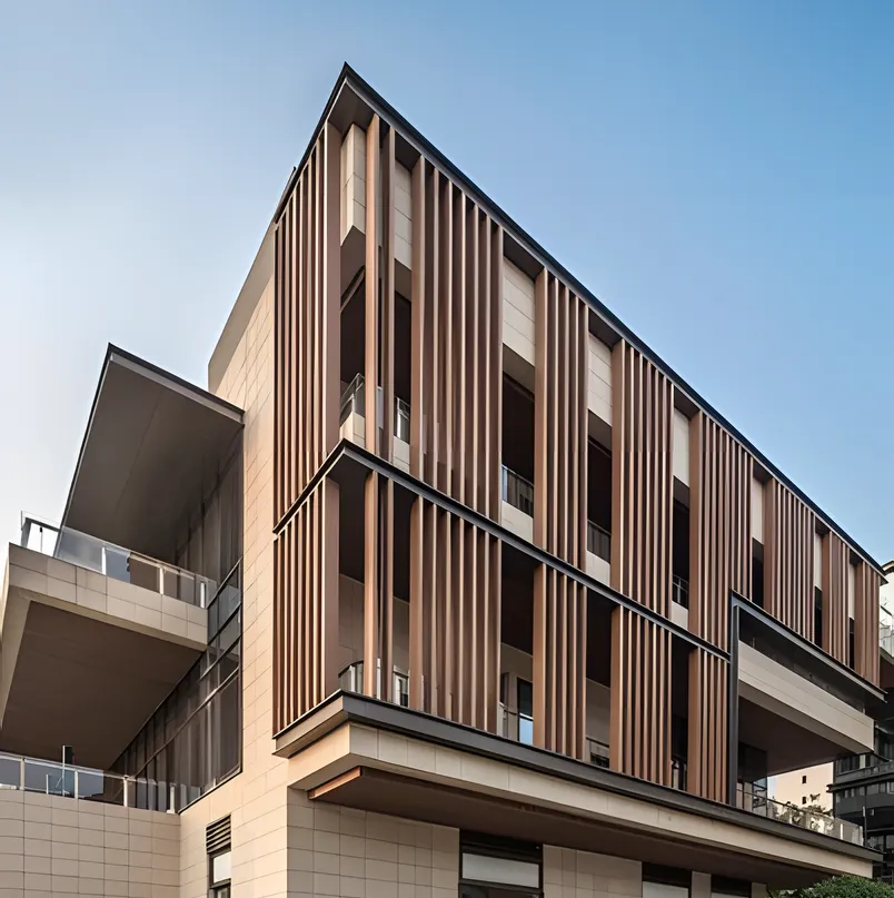 European Design Factory Price Aluminum Baffle Wood Effect for Ceiling Wall Exterior Applications Villas Hotels Malls Hospitals