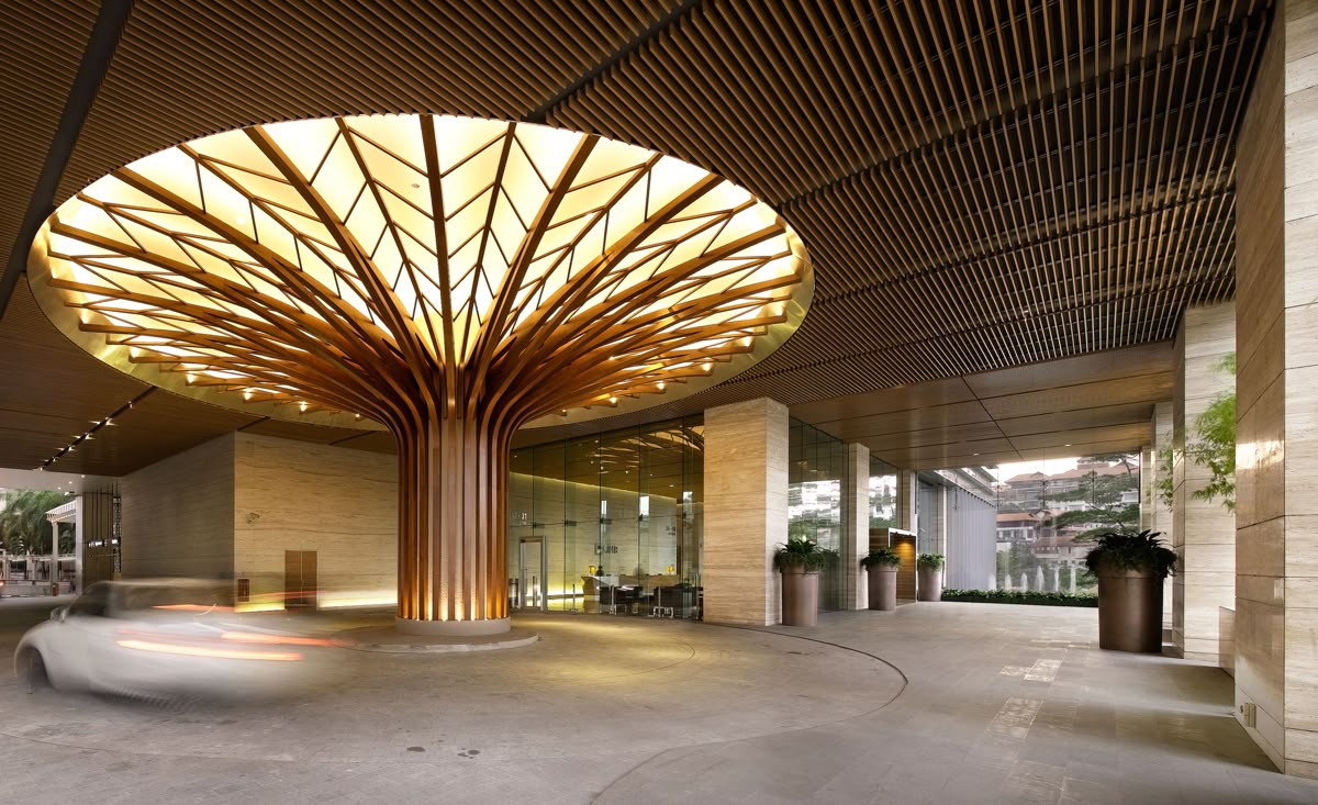 Curved Aluminum Square Tube Wood Grain Ceiling Wave-Shaped Special-Shaped Bending Aluminum Tube Curtain Wall Aluminum Tree Background Wall Ceiling
