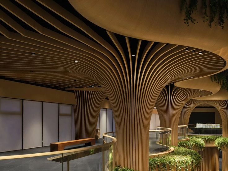 Curved Aluminum Square Tube Wood Grain Ceiling Wave-Shaped Special-Shaped Bending Aluminum Tube Curtain Wall Aluminum Tree Background Wall Ceiling