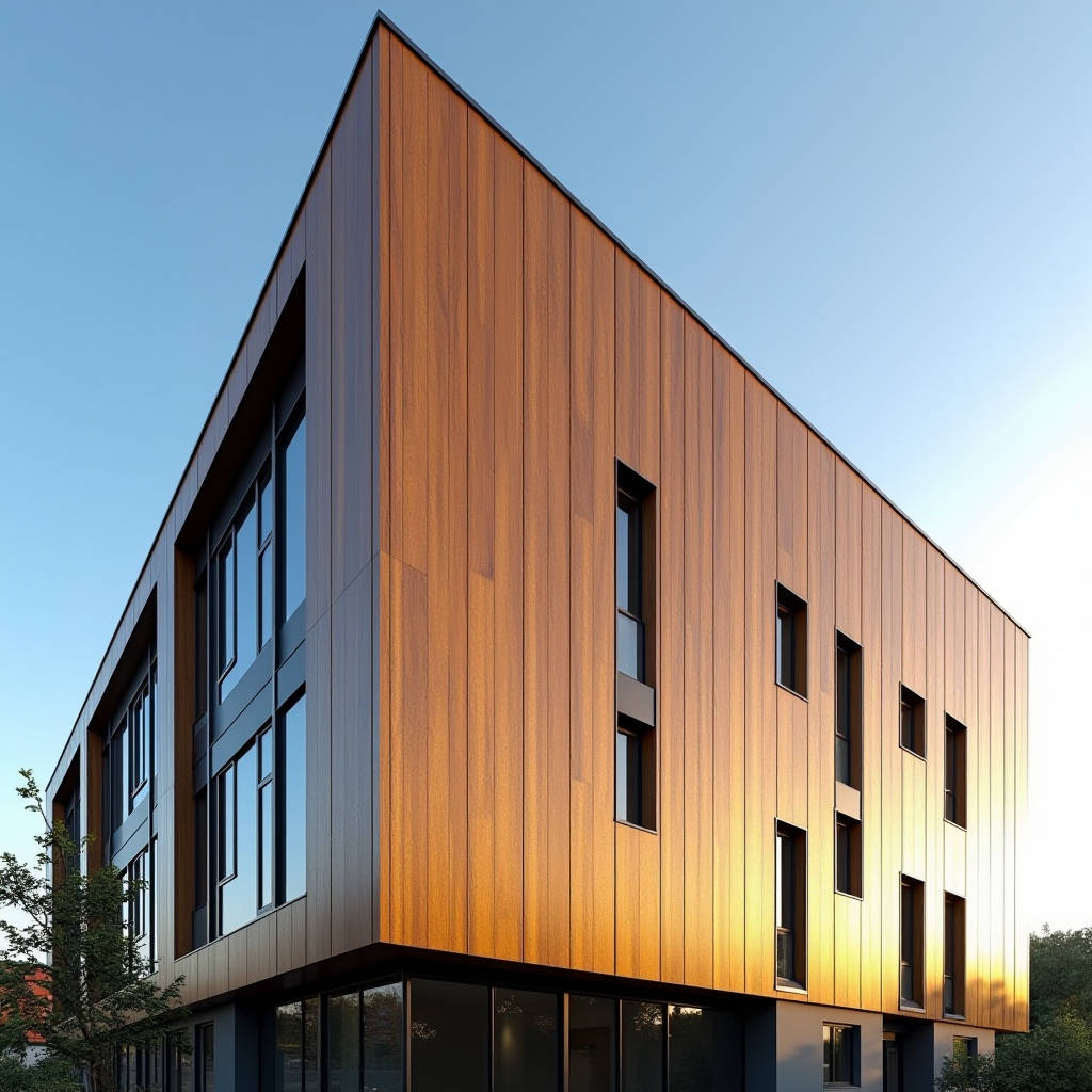 Wood Effect Aluminum Cladding Engineering Specs and 25 Year Cost Analysis for Solid Aluminium Facades