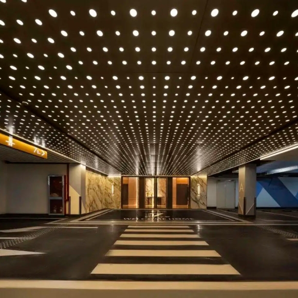Perforated Aluminum Ceiling Panel Indoor Parking Garage Powder Coated Fire Resistant Metal Ceiling Panels