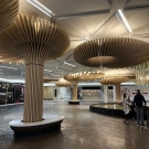 Curved Aluminum Square Tube Wood Grain Ceiling Wave-Shaped Special-Shaped Bending Aluminum Tube Curtain Wall Aluminum Tree Background Wall Ceiling