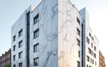 Marble Effect Aluminum Facade Engineering and Specification for Solid Panel Rainscreen Systems