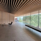 Factory Curved Modern Strip Aluminum Film Coated Suspended Baffle Ceiling Wood Grain Finish Fireproof Heat Insulation Class for