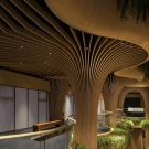 Curved Aluminum Square Tube Wood Grain Ceiling Wave-Shaped Special-Shaped Bending Aluminum Tube Curtain Wall Aluminum Tree Background Wall Ceiling