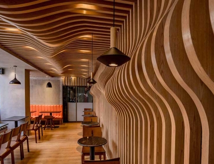 Modern Decorative False Ceiling Design Slat Metal Aluminum Curve Baffle Waterproof Fireproof Hotel Ceiling Grid