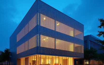 Illuminated Aluminum Facade Engineering Perforation Design LED Integration and Weatherproofing