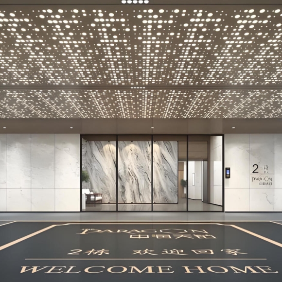 Perforated Aluminum Ceiling Panel Indoor Parking Garage Powder Coated Fire Resistant Metal Ceiling Panels